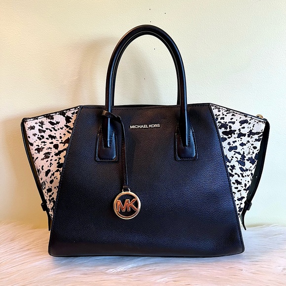 Michael Kors Avril Large Letter Calf Hair Satchel - Picture 1 of 11